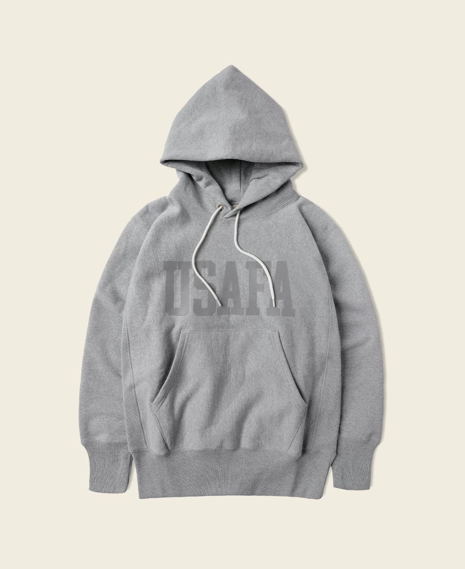 Bronson 1970s US Air Force 18oz Reverse Weave Hoodie - Gray Men's Vintage Sweatshirt