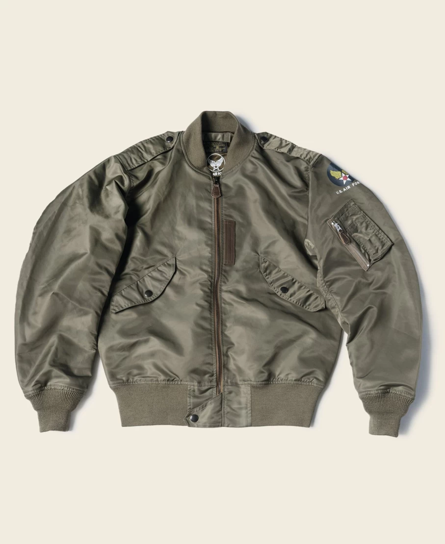 Bronson Men's Olive L-2 Flight Jacket – US Air Force Style Military Aviator Jacket