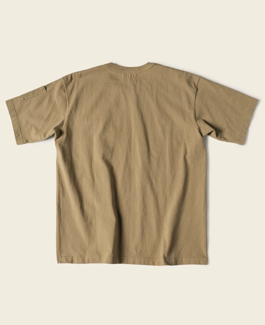 Bronson Men's Khaki High-Twist Cotton T-Shirt with Slanted Pocket