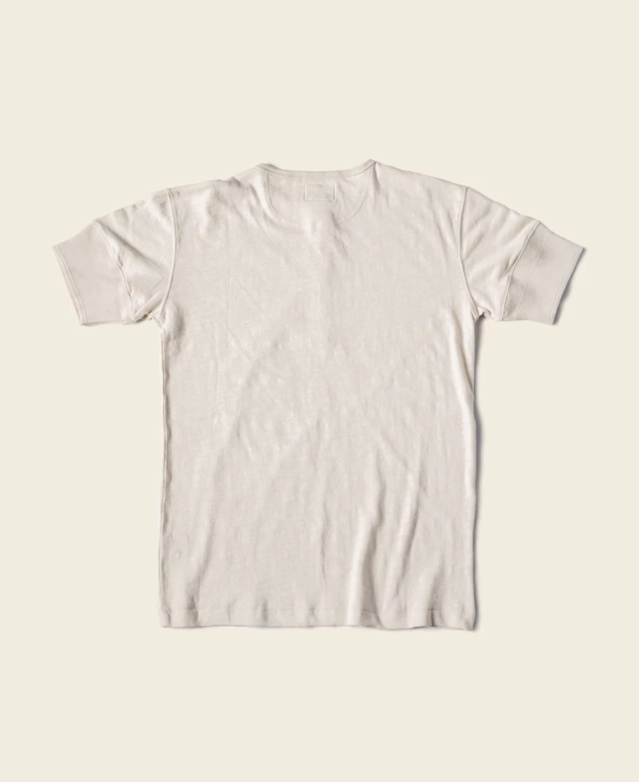Bronson Men's 1890s Slub Cotton Henley T-Shirt in Cream White