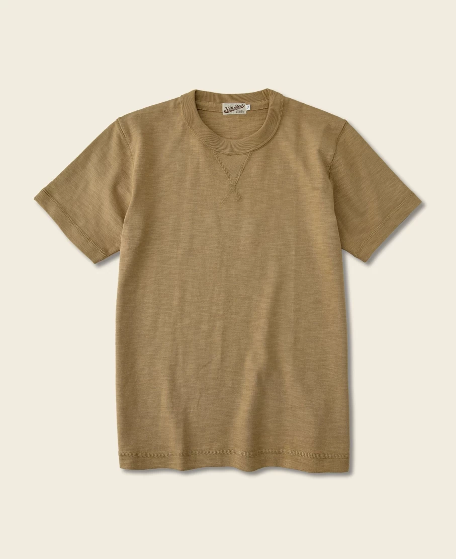 Bronson Men's 10.5 Oz Sand Cotton Tubular Gusset T-Shirt - Heavyweight Comfort Fit Crewneck Tee