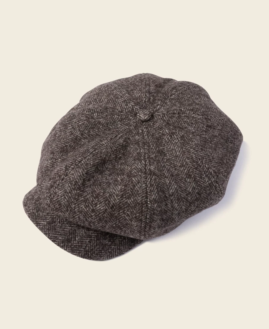 Bronson Men's Brown Herringbone Wool Newsboy Cap – Classic Vintage Style
