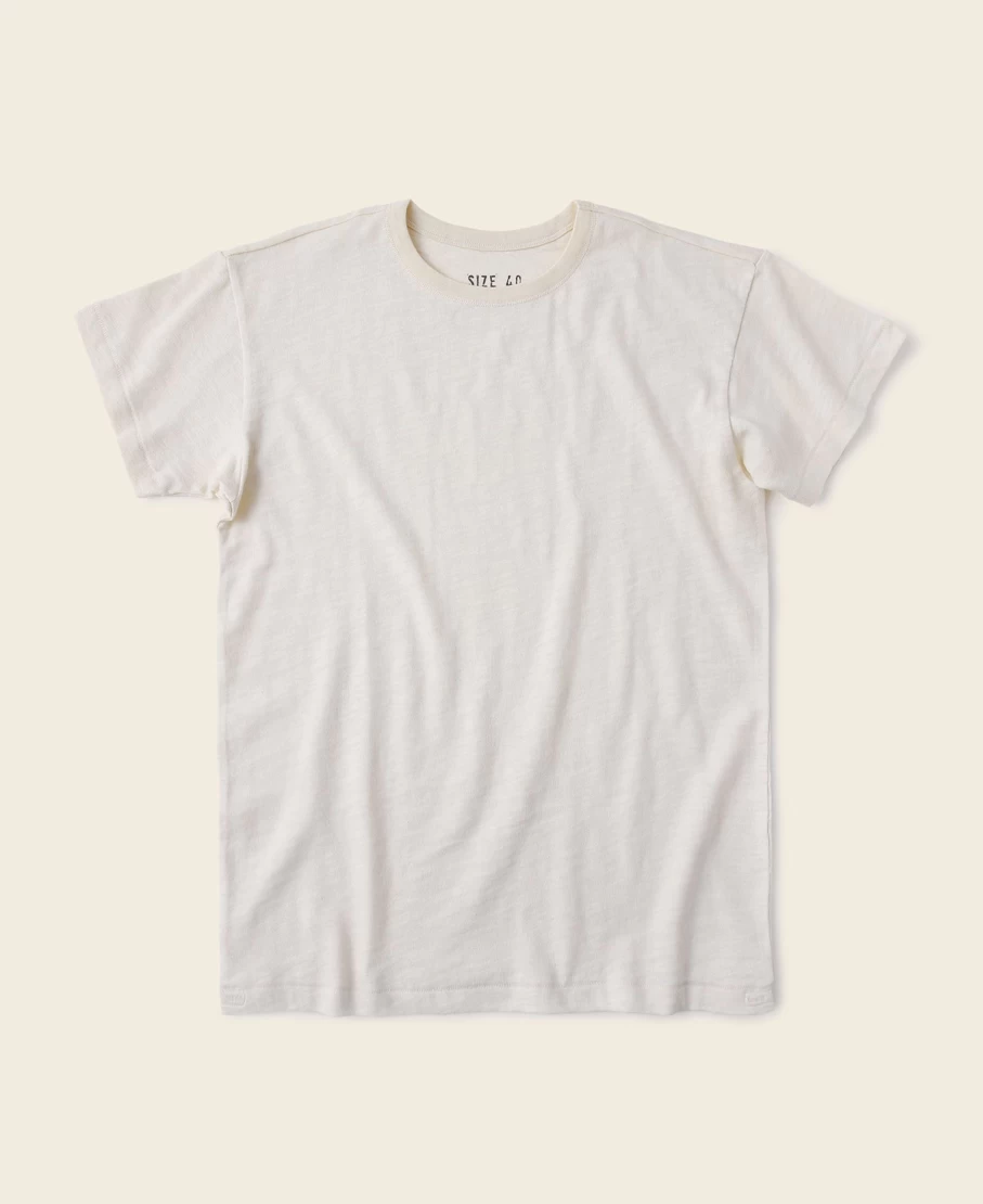 Bronson 1940s USN Slub Cotton Crew Neck T-Shirt for Men - Light Apricot Vintage Military Style