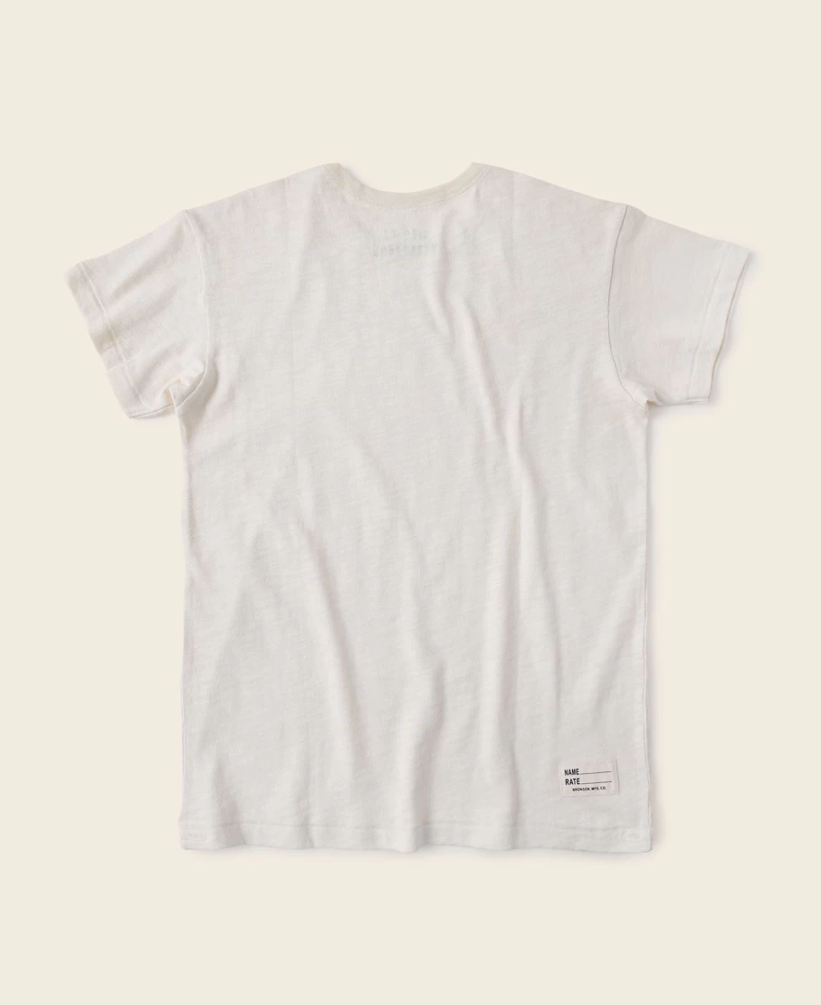 Bronson 1940s USN Slub Cotton Crew Neck T-Shirt for Men - Light Apricot Vintage Military Style