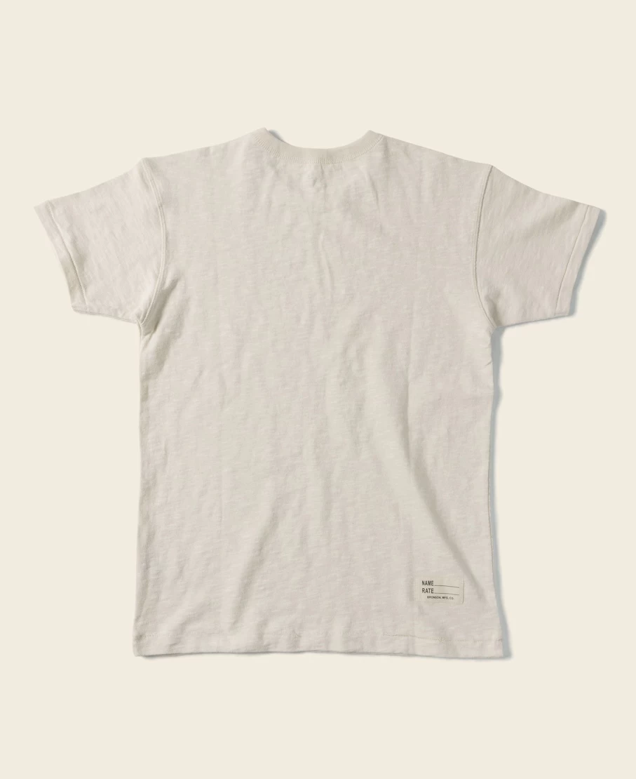 1940s USN Seabees Vintage Slub Cotton T-Shirt for Men - Bronson Beige Military Training Tee