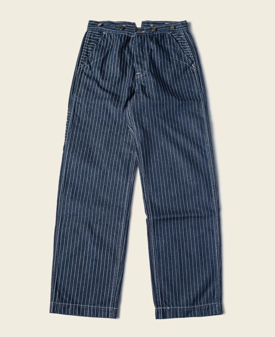 Bronson 1920s Wabash Railway Work Pants for Men in Indigo - Vintage Denim Trousers