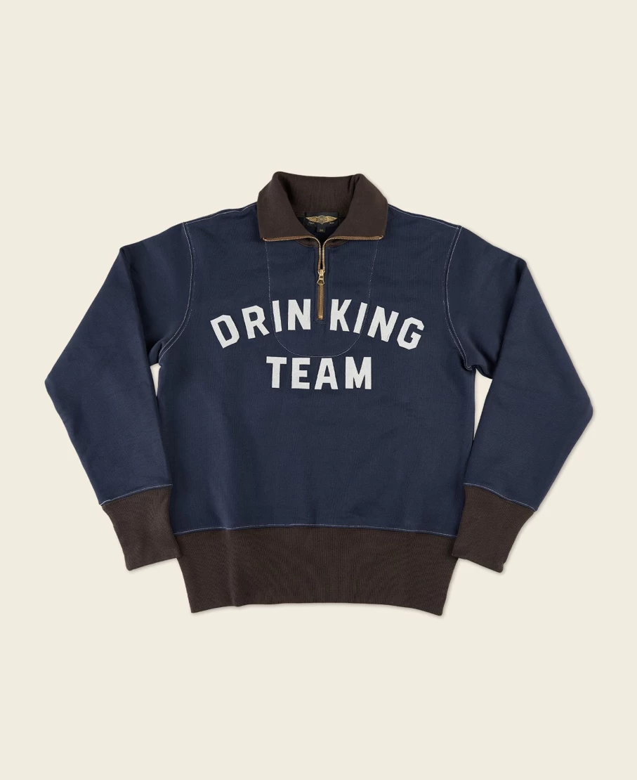 Bronson Men's 1920s Vintage Motorcycle Racing Sweatshirt in Navy