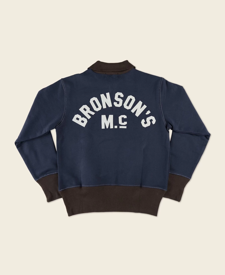 Bronson Men's 1920s Vintage Motorcycle Racing Sweatshirt in Navy