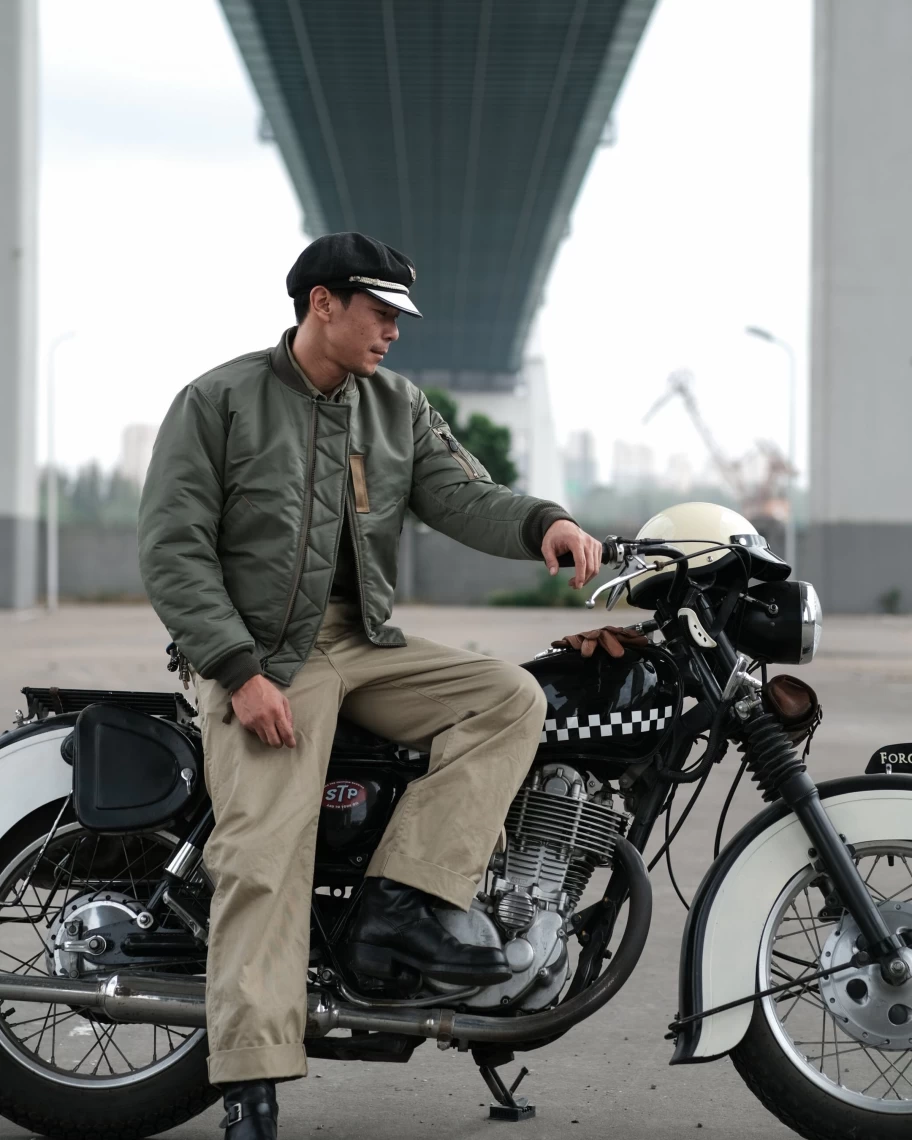 Bronson MA-1 Flight Jacket for Men - 1950s USAF Style Bomber Jacket in Celadon Green