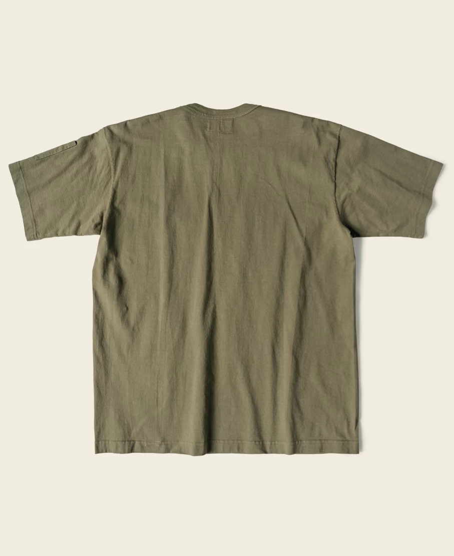 Bronson Men's Olive High Twist Cotton Slanted Pocket T-Shirt - Comfortable Tubular Fit