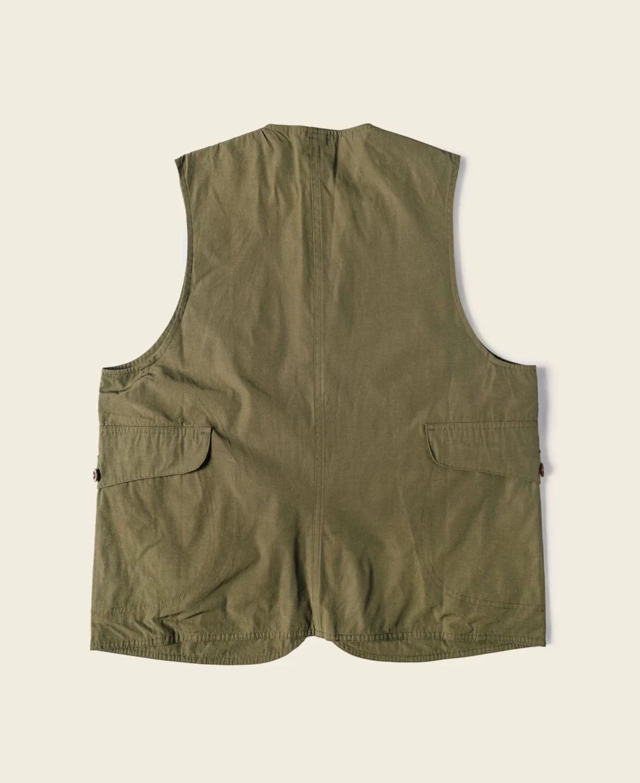 Bronson Men's Olive Outdoor Vest with Game Pocket - Polyester Cotton Blend Hunting Vest