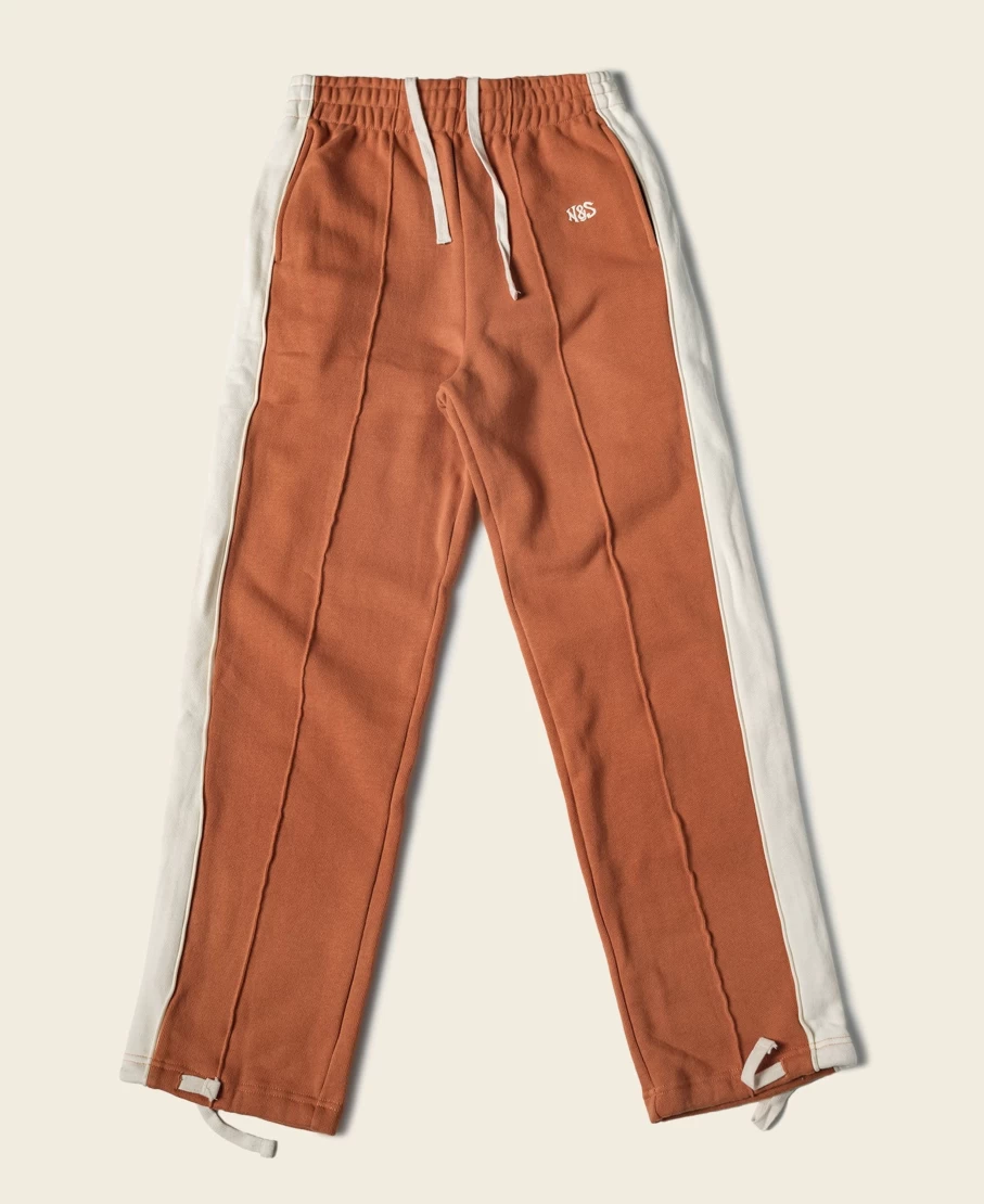 Bronson Men's Orange Classic Straight-Leg Striped Embroidered Cotton-Terry Sweatpants