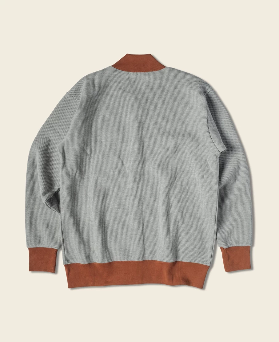 Bronson Men's Gray Waffle Cotton Full-Zip Track Jacket