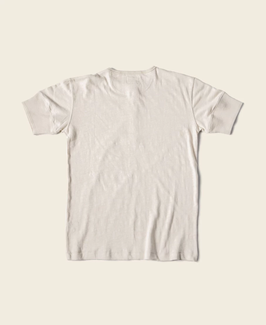 Bronson Men's 1890s Vintage Slub Cotton Henley T-Shirt in Cream White