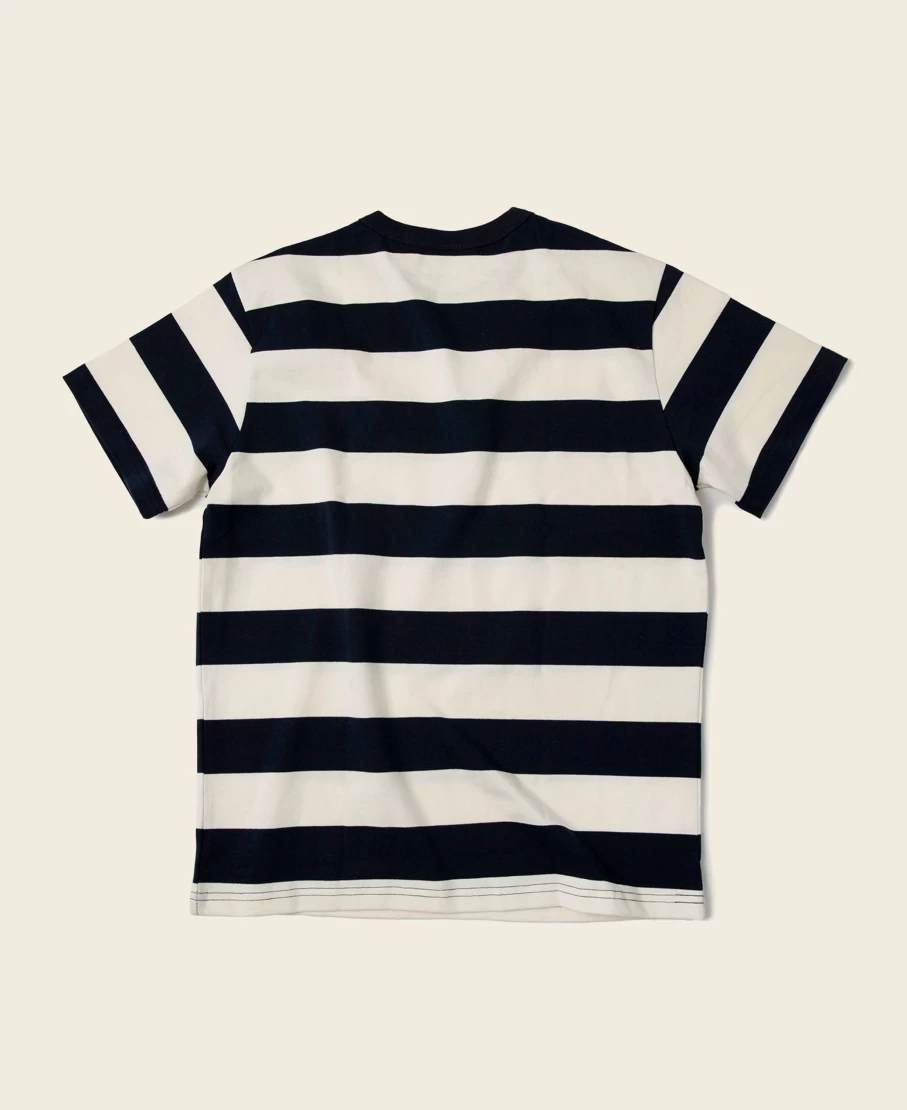 Bronson Men's Heavyweight Cotton T-Shirt - Black/White Wide Striped Casual Tee