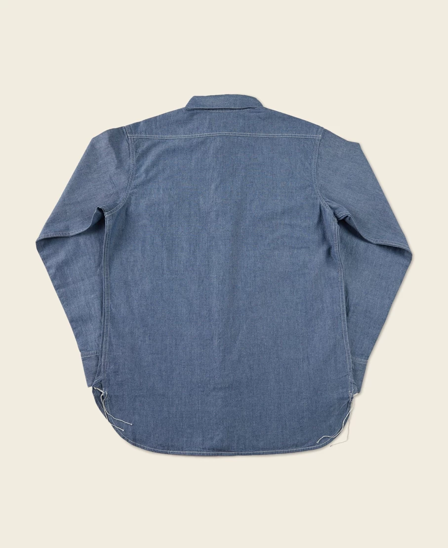 Bronson Men's Blue U.S.N. Chambray Shirt - Classic Military Style Denim Top