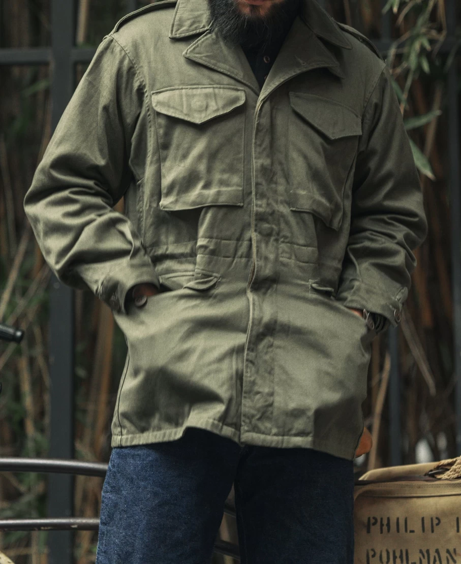 Bronson Men's Olive US Army M-1943 Field Jacket Military Vintage Outerwear