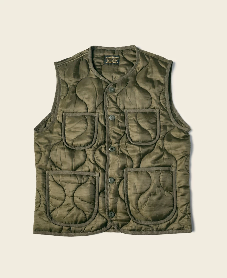 Bronson Men's Olive Military Quilted Ripstop Nylon Padded Vest