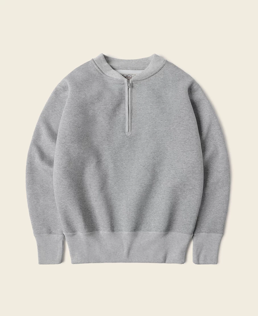Bronson Men's Heavyweight Fleece Racing Half-Zip Sweatshirt - Gray
