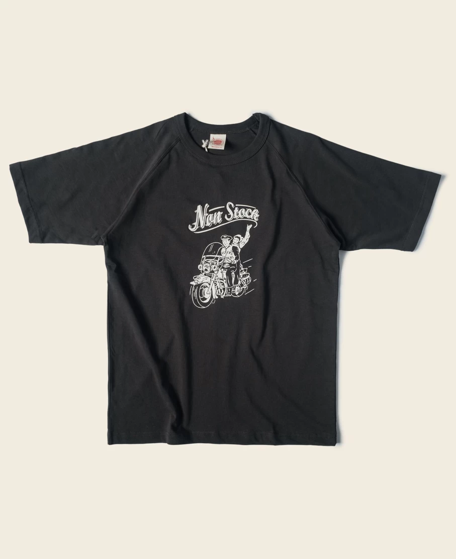 Bronson Men's Black Retro Motorcycle Rider Graphic Raglan Sleeve T-Shirt