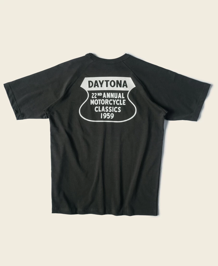 Bronson Men's Black Retro Motorcycle Rider Graphic Raglan Sleeve T-Shirt