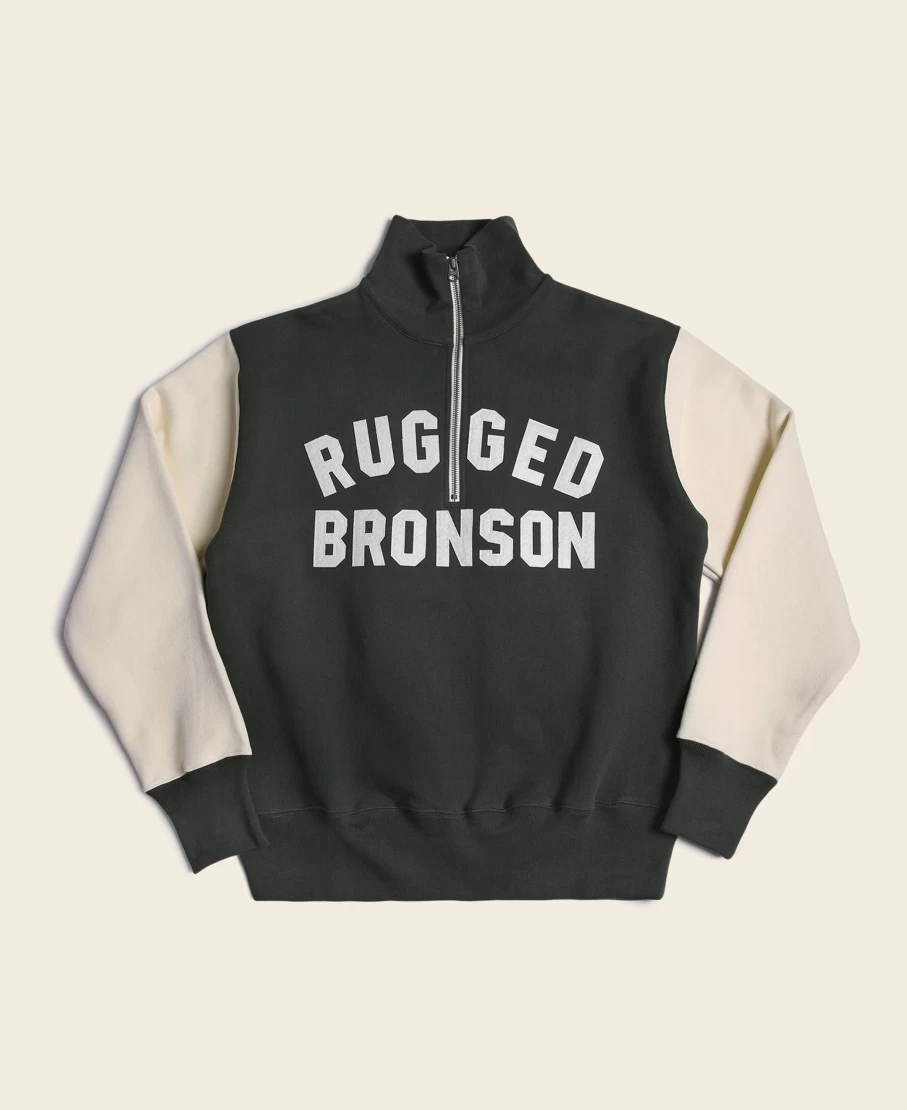 Bronson Men's Black Motorcycle Zip-Up Turtle Neck Sweatshirt - Heavyweight Jersey for Riders