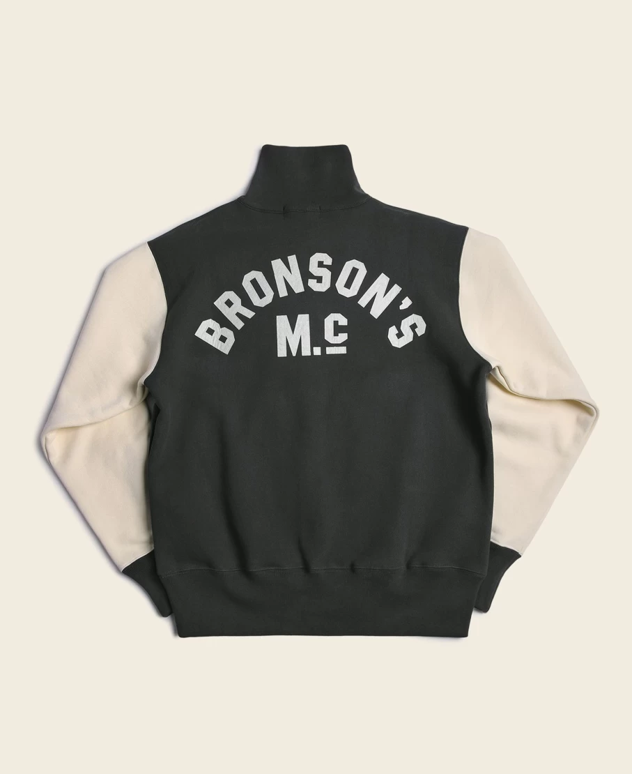 Bronson Men's Black Motorcycle Zip-Up Turtle Neck Sweatshirt - Heavyweight Jersey for Riders