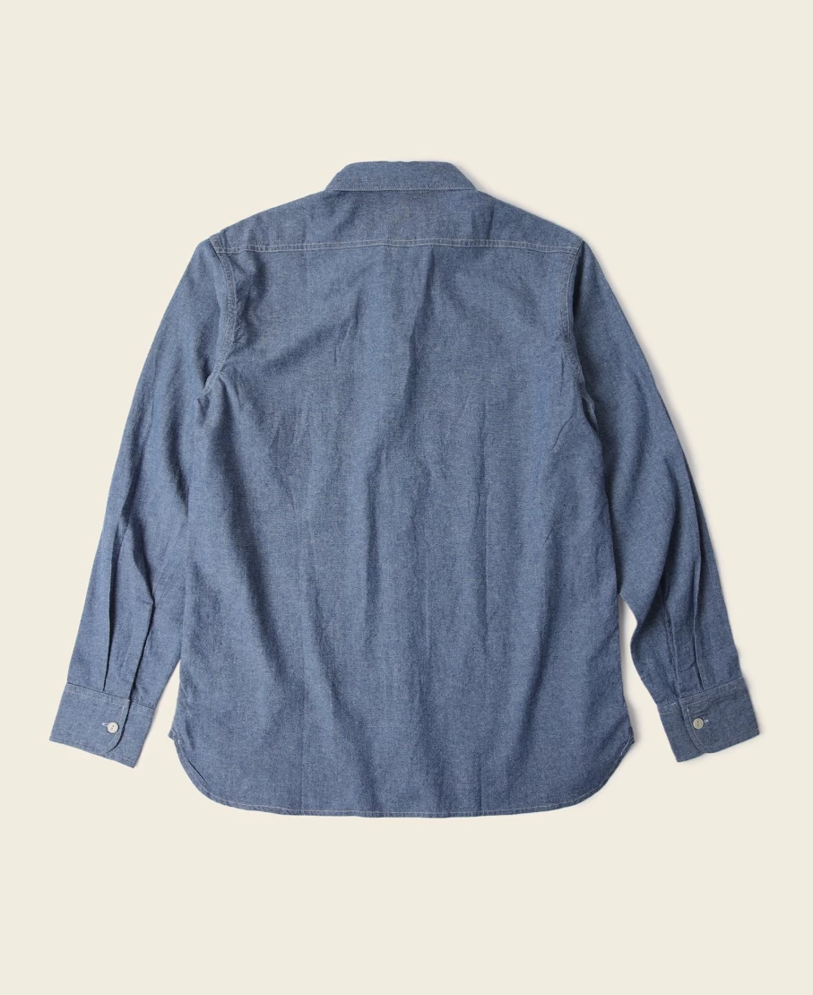 Bronson Men's Blue Chambray Work Shirt - Durable Casual Button-Up for Men