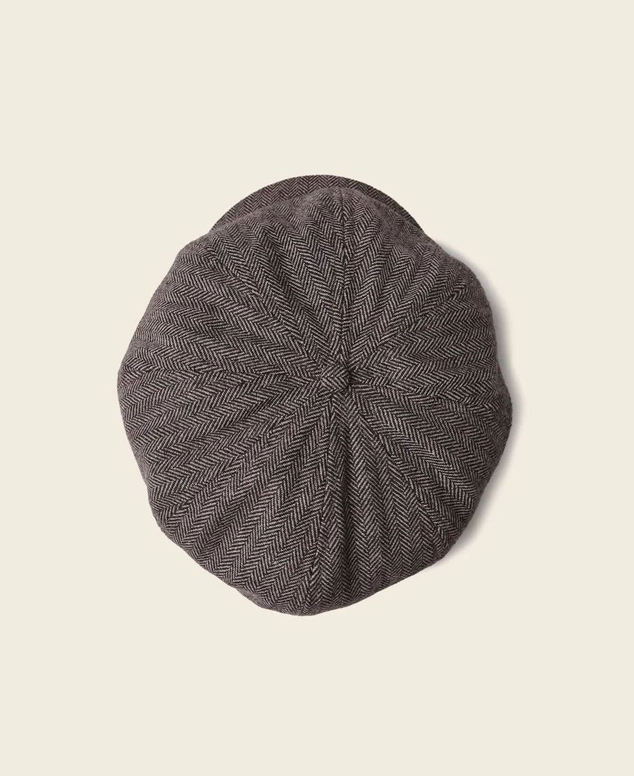 Bronson Men's Brown Striped Herringbone Wool Newsboy Cap