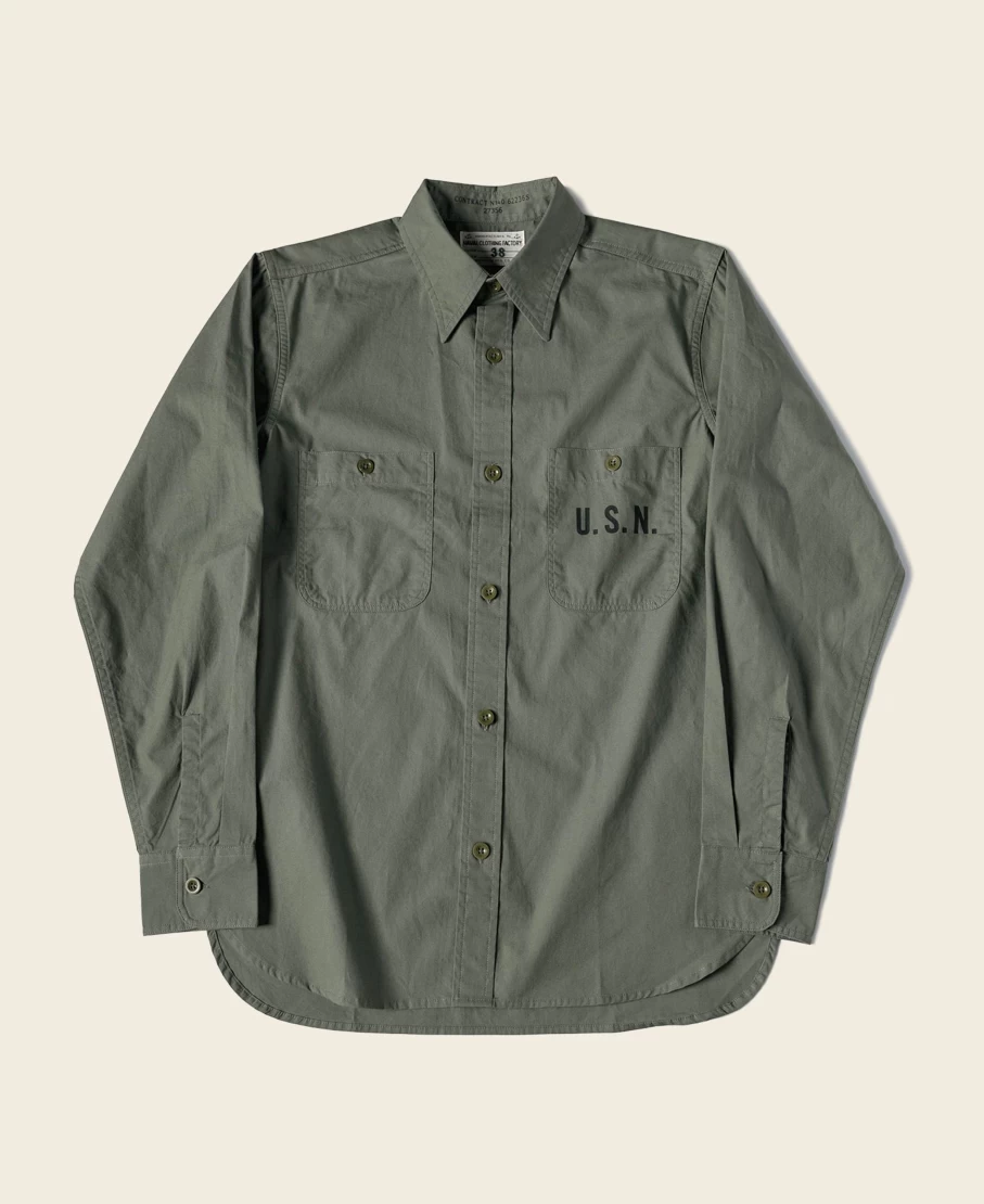 Bronson Men's Olive U.S.N. N-3 Utility Shirt – Military Style Workwear