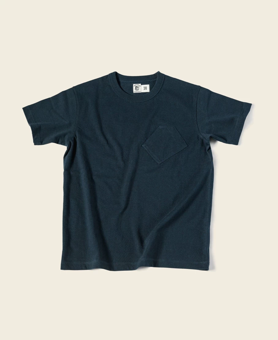 Bronson Men's 1930s Navy Slanted Pocket Vintage Tubular T-Shirt