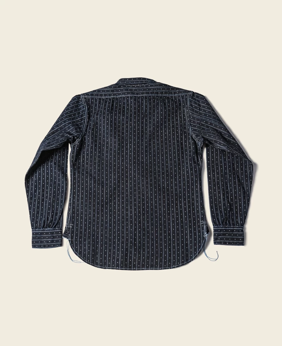 Bronson Men's Dark Blue Wabash Work Shirt - Vintage Wave Point Design