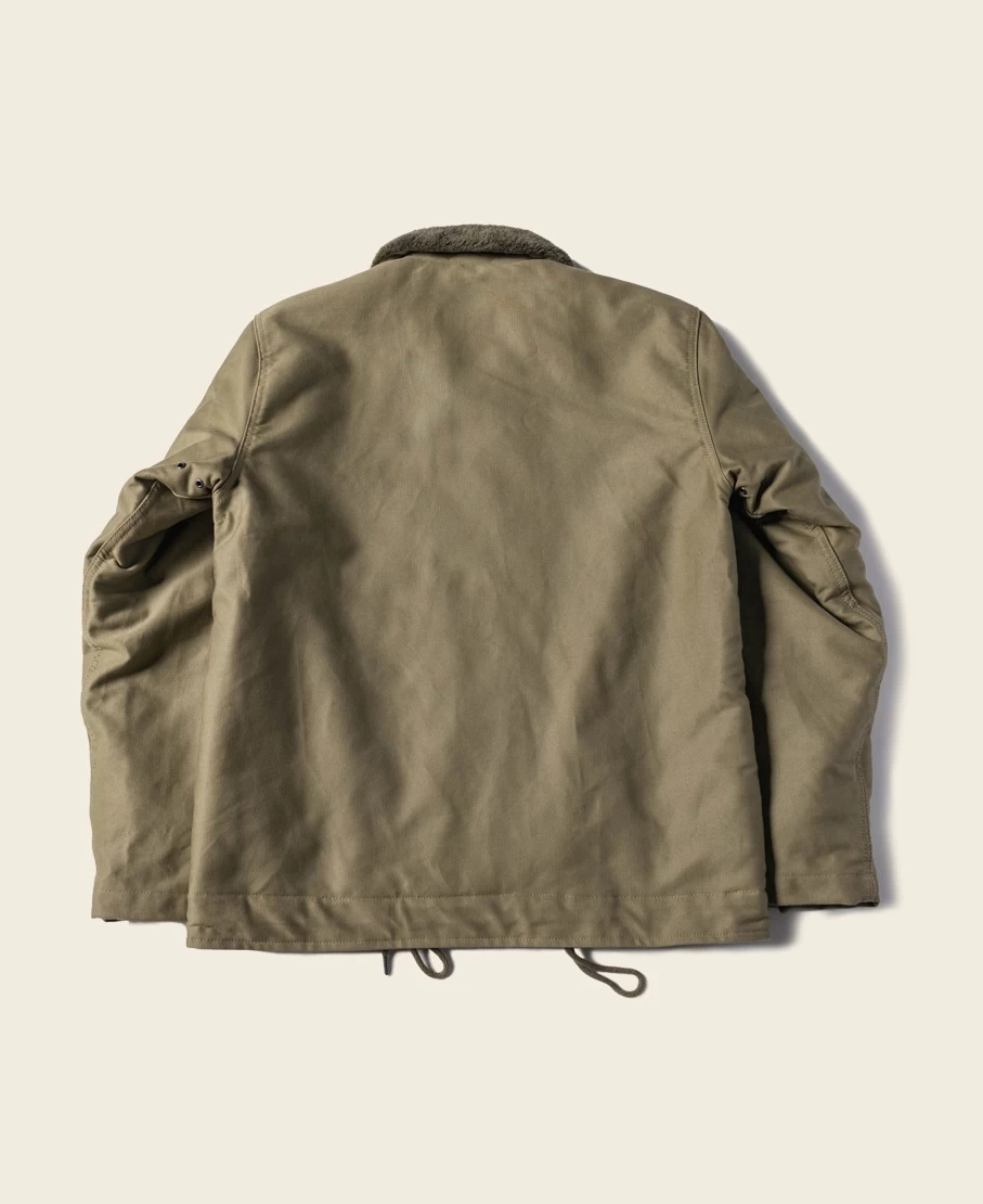 Bronson Men's Khaki 1940s USN 3rd Type N-1 Wool Deck Jacket with Stencil