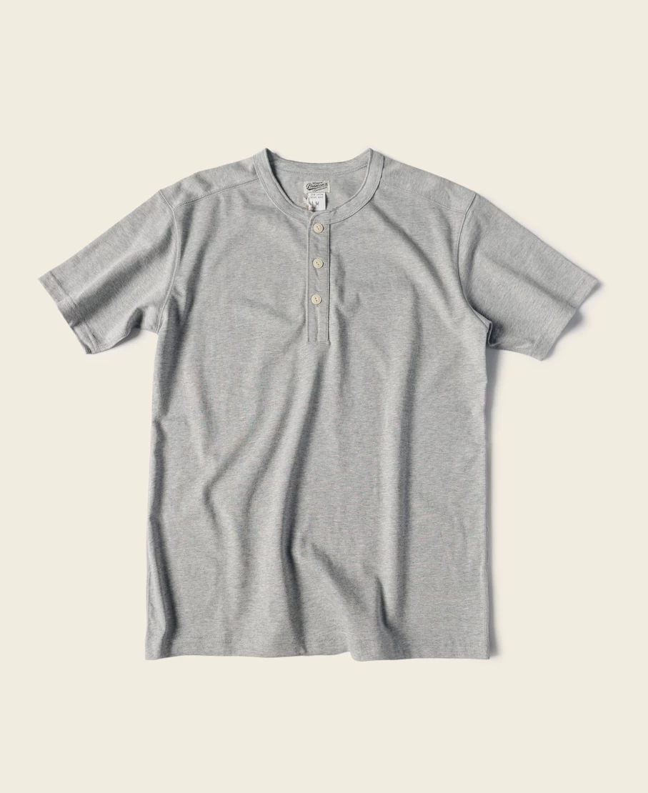 Bronson Men's Gray 10.6 Oz Cotton Short Sleeve Henley T-Shirt