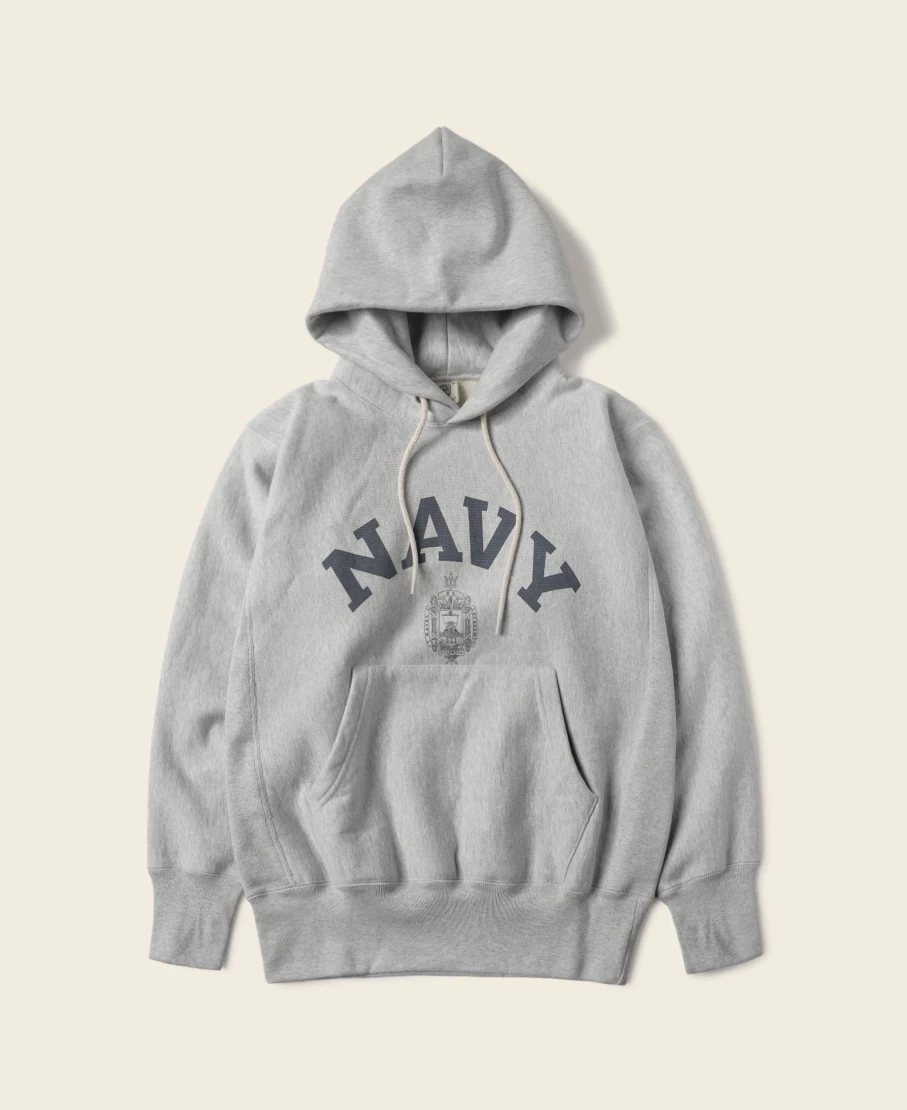 Bronson Men's Gray Reverse Weave Hoodie - US Naval Academy Style