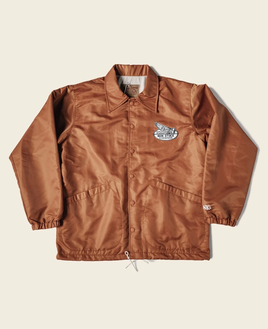 Bronson Men's Orange Nylon Coach Jacket with Logo Applique
