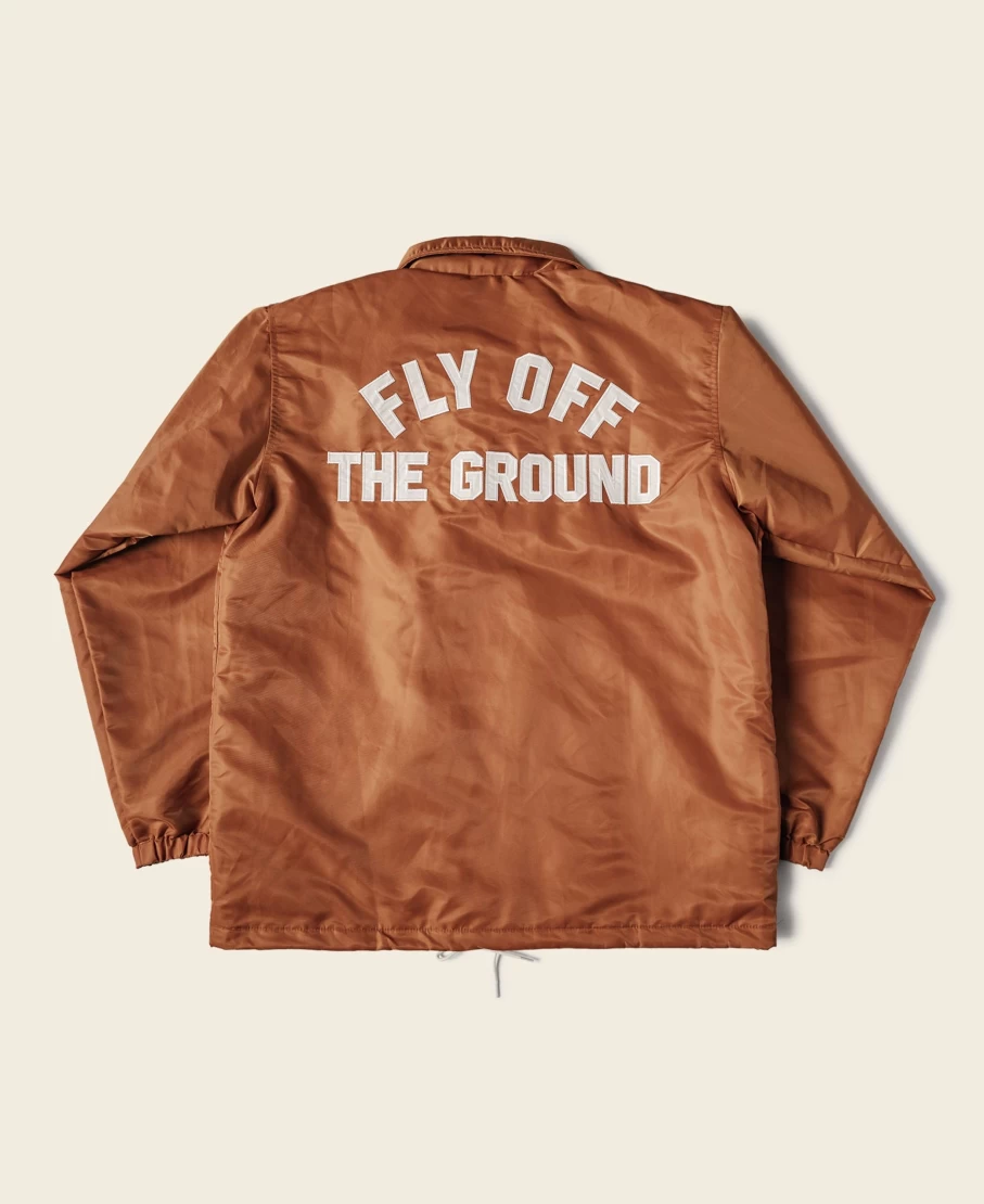 Bronson Men's Orange Nylon Coach Jacket with Logo Applique