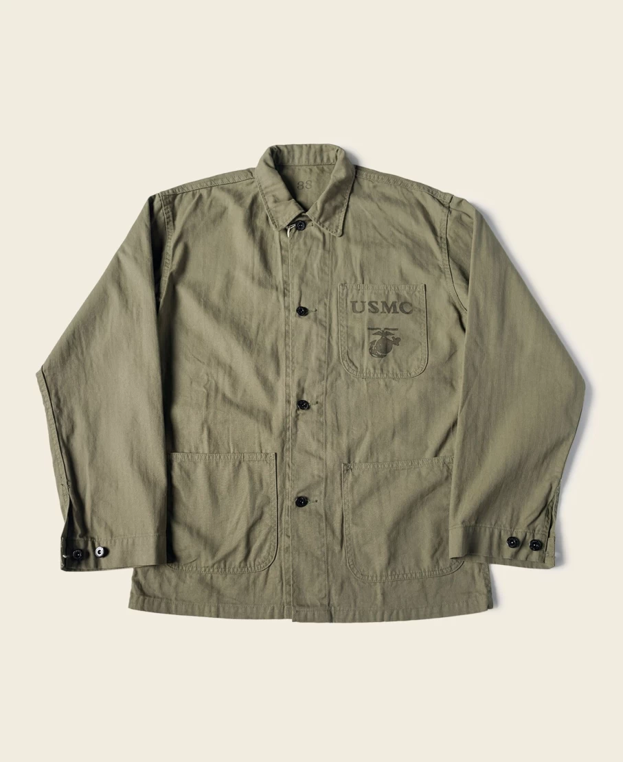 Bronson USMC P-41 HBT Utility Jacket for Men - Olive Military Workwear