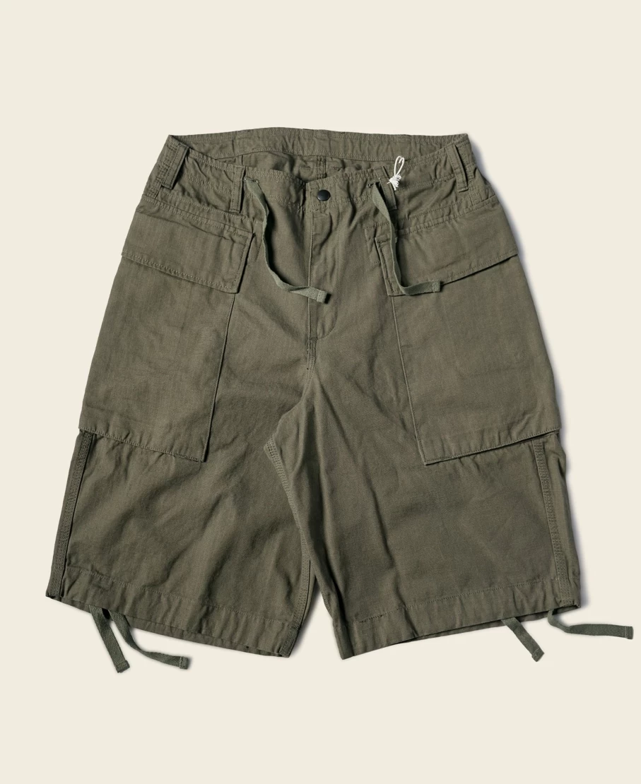 Bronson Men's Olive 8.5 Oz Cotton Ripstop Cargo Shorts – Durable & Lightweight