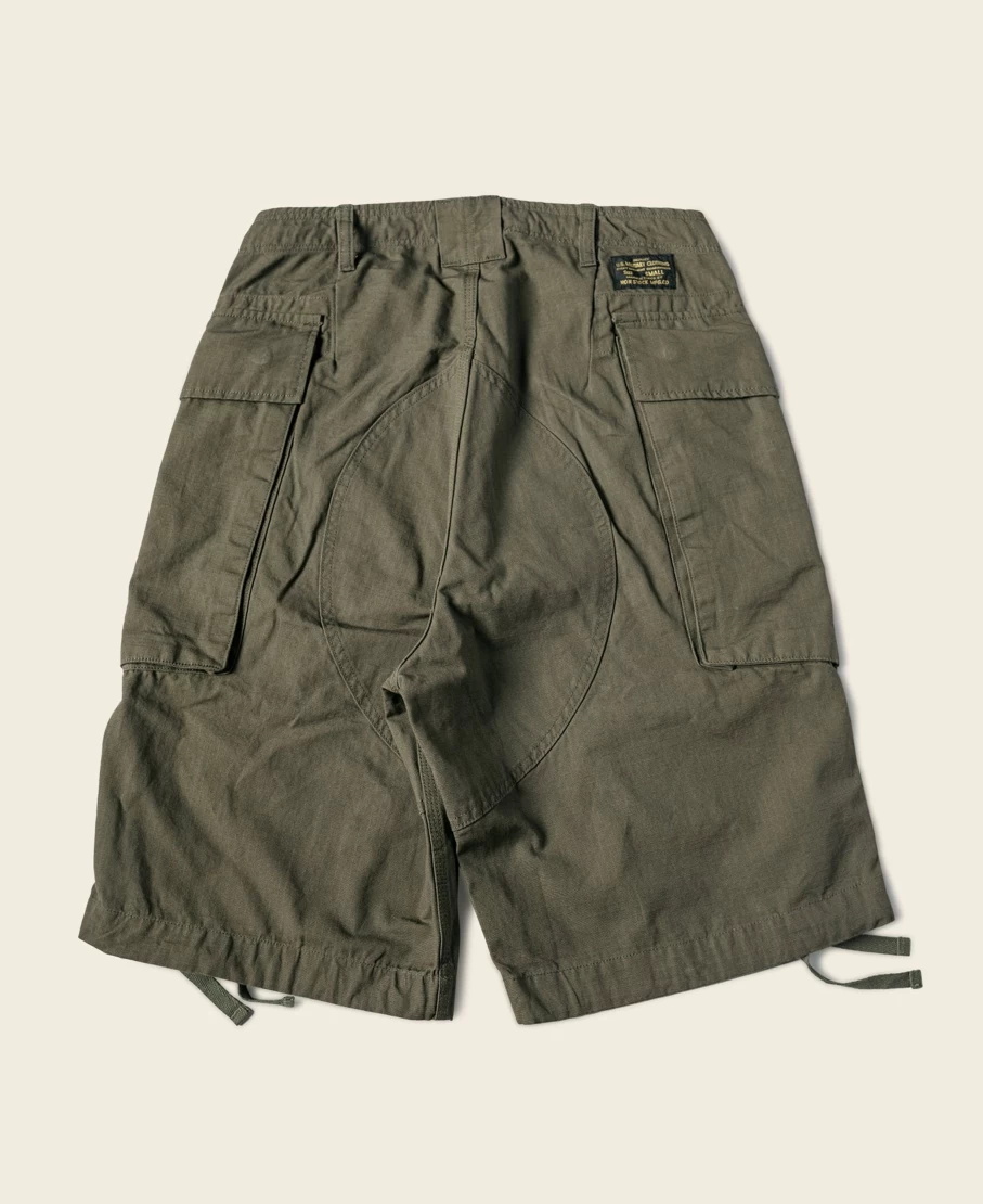 Bronson Men's Olive 8.5 Oz Cotton Ripstop Cargo Shorts – Durable & Lightweight
