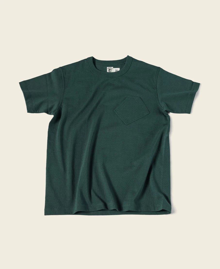 Bronson Men's 1930s Vintage Green Slanted Pocket Tubular T-Shirt