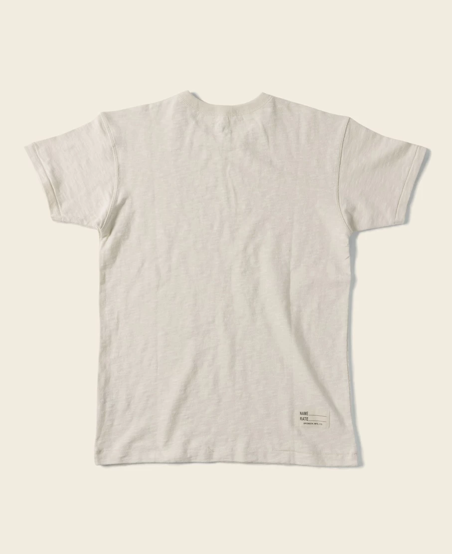 1940s US Navy Seabees Vintage Slub Cotton T-Shirt by Bronson - Beige Military Training Tee for Men