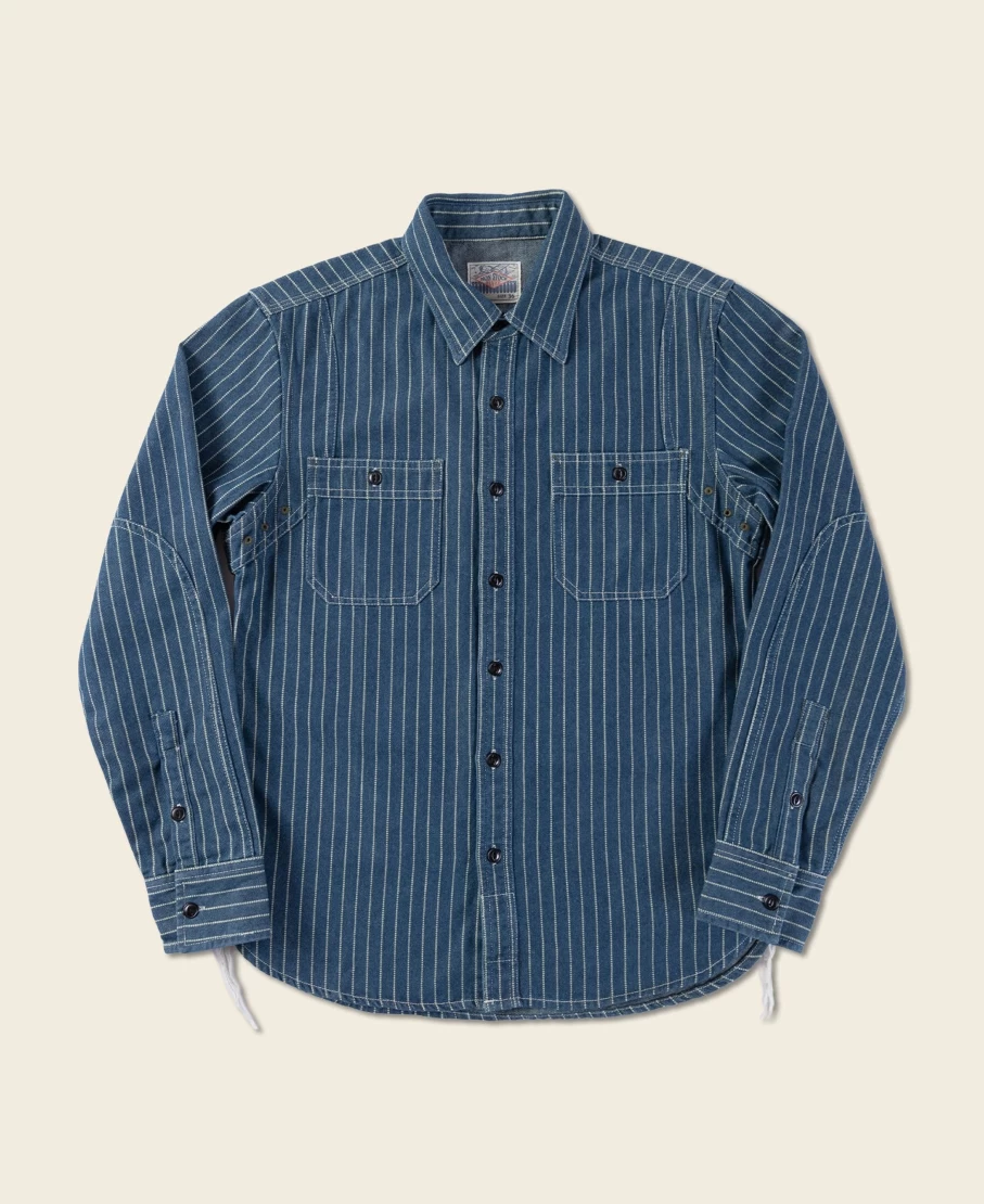Bronson Men's Indigo Wabash Work Shirt - 9 Oz Vent Hole Denim Shirt for Men