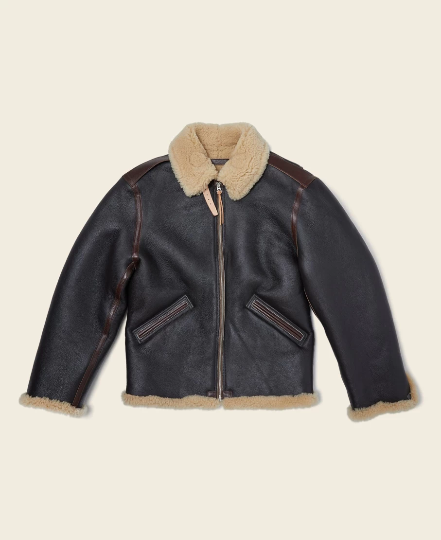 Bronson Men's Brown B-6 Flight Jacket – Vintage USAF Style Leather Bomber Jacket