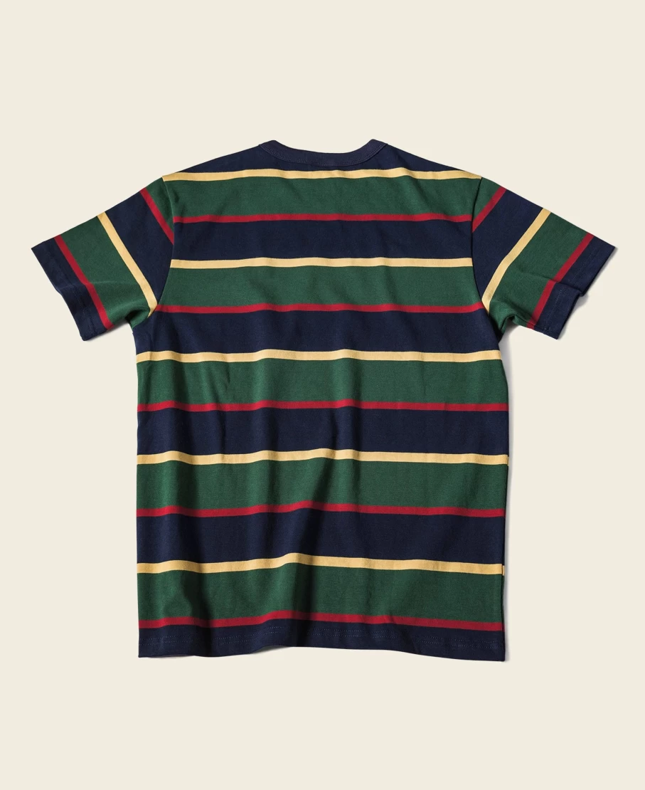 Bronson Men's Navy & Green Striped Ivy Style T-Shirt - 9.8 Oz Classic Fit