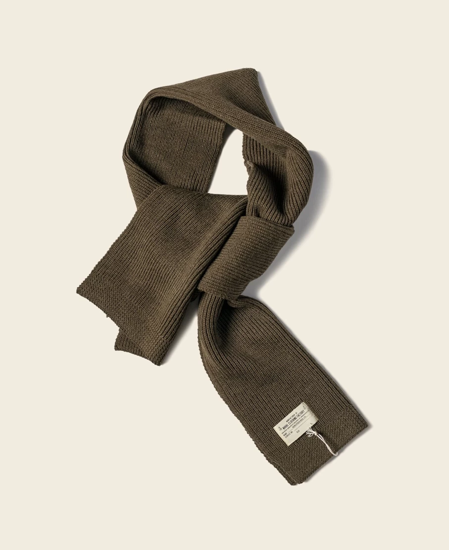 Bronson Men's Olive Wool Scarf - USN Style Military Warm Winter Neck Wrap