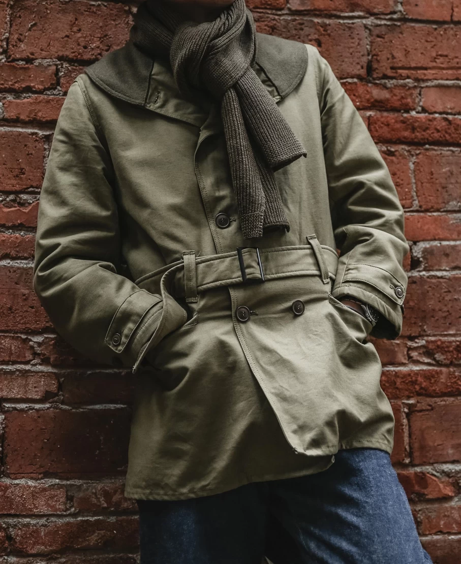 Bronson Men's Olive Wool Scarf - USN Style Military Warm Winter Neck Wrap