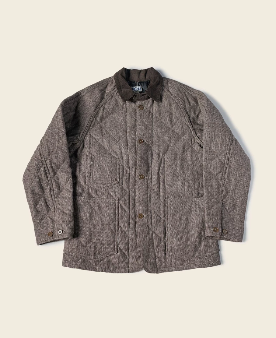 Bronson Men's Flaxen Herringbone Wool-Polyester Blend Quilted Chore Jacket