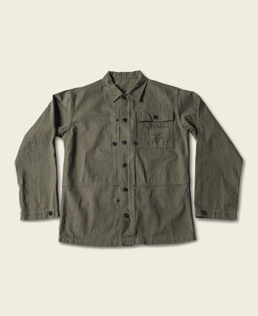 Bronson USMC P-44 HBT Utility Jacket for Men - Olive Military Workwear