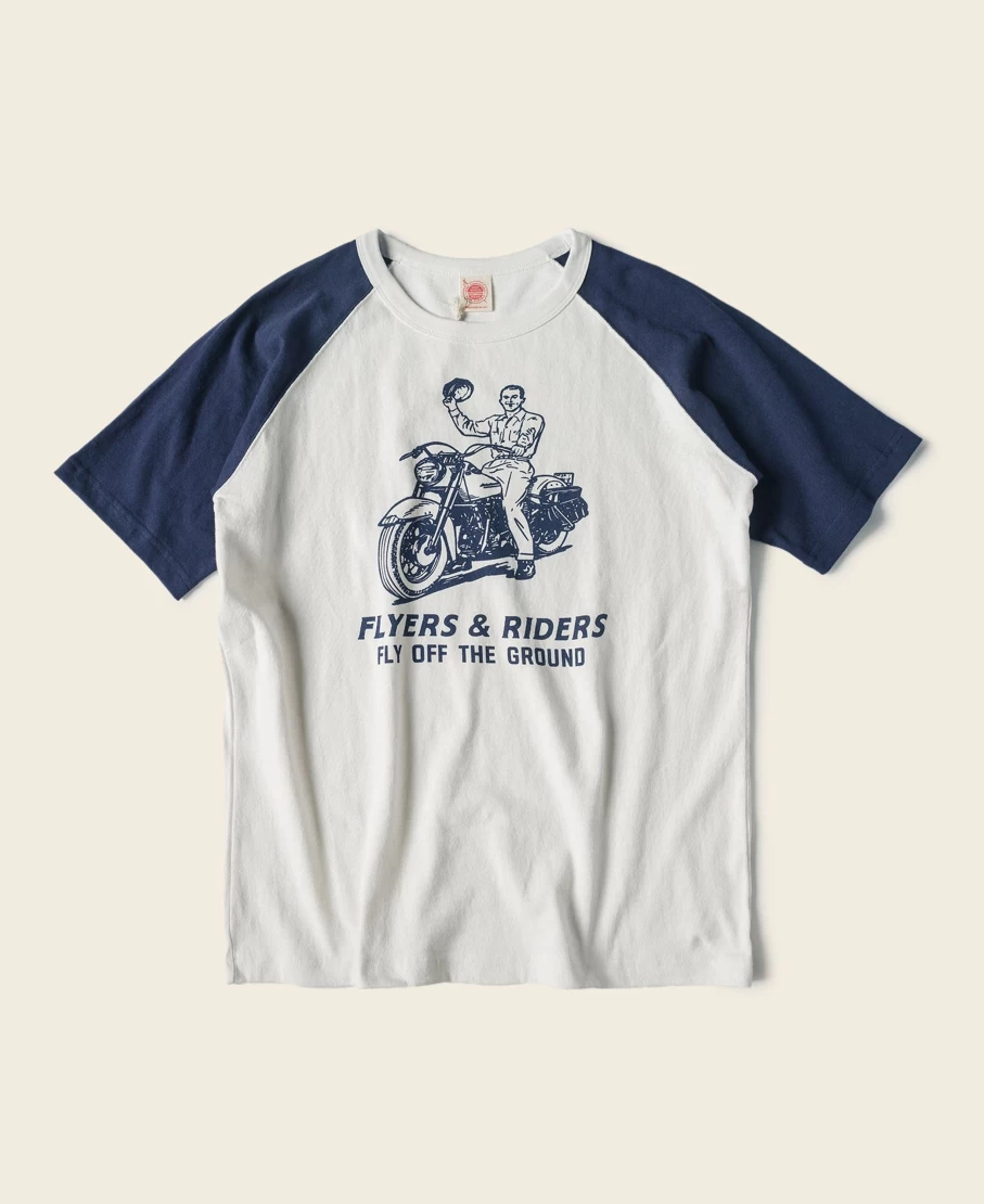 Bronson Men's Blue & White Two-Tone Rider Graphic Raglan Sleeve T-Shirt
